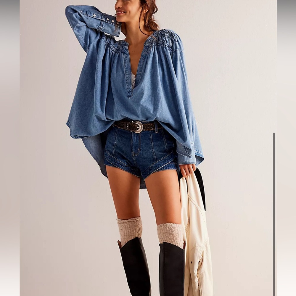 Like new Free People Denim Tunic Top- Small